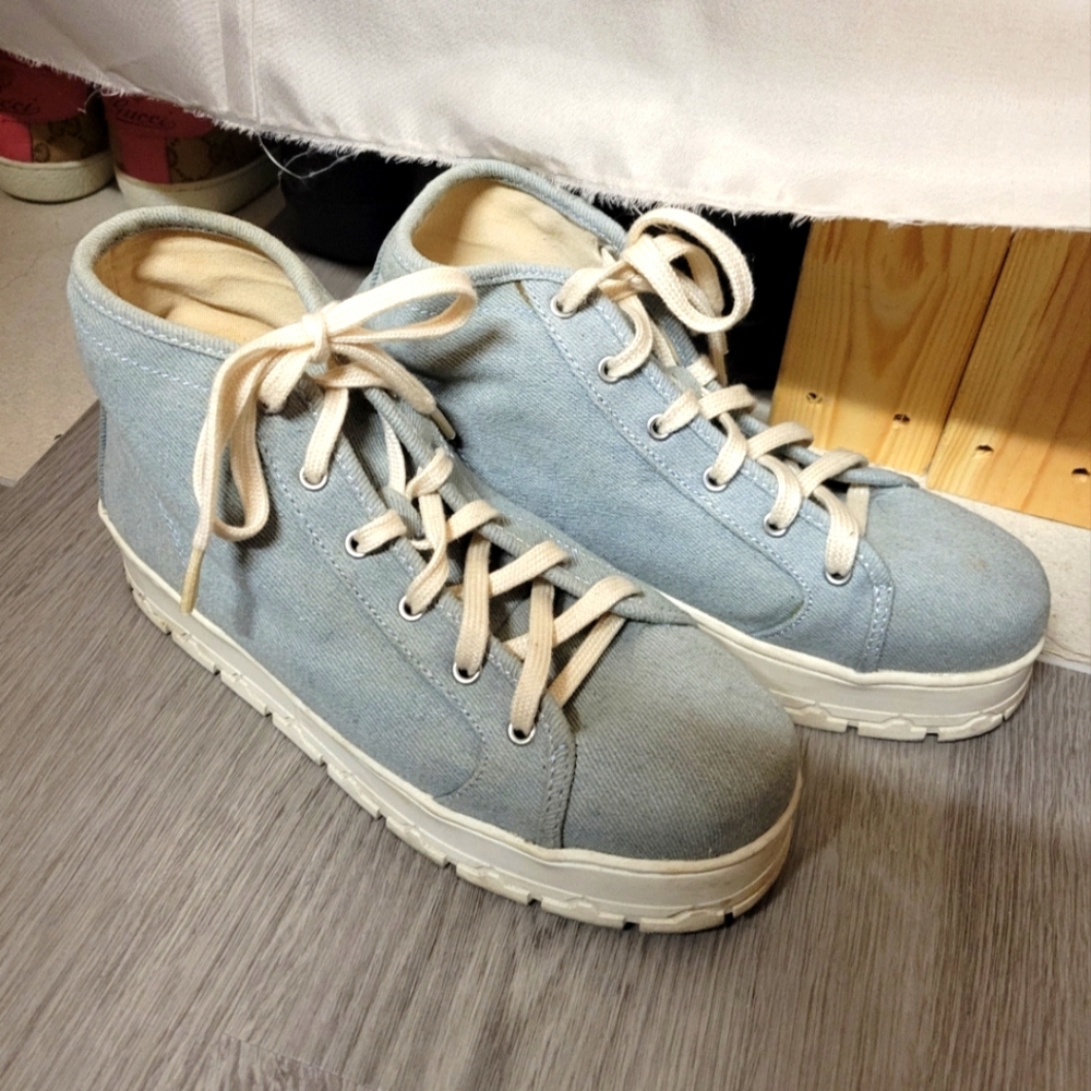 ZARA denim platform lace sneakers
